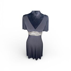 Trixxi Black Dress with cream wrap around Y2K babydoll style